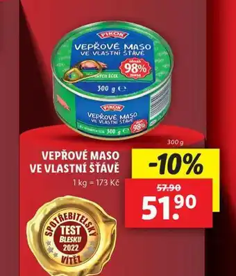 Lidl Vepřové maso ve vlastní šťávě nabídka