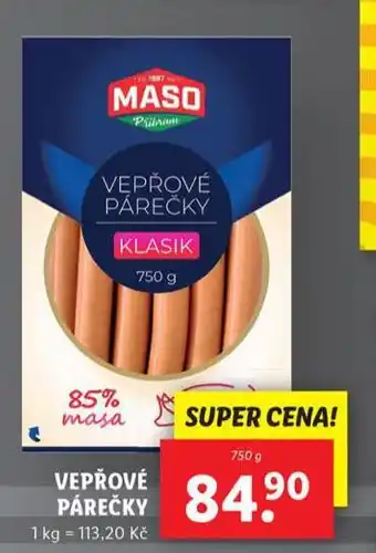 Lidl Vepřové párečky nabídka