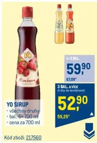 Makro YO SIRUP nabídka