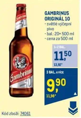 Makro GAMBRINUS ORIGINÁL 10 nabídka