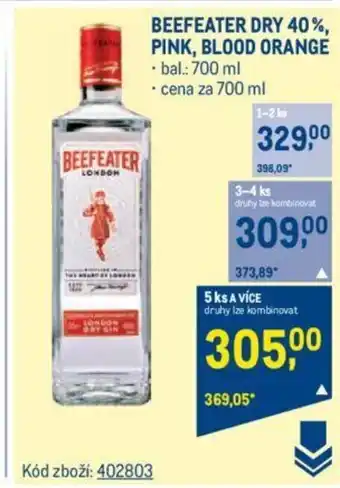 Makro BEEFEATER DRY 40%, PINK, BLOOD ORANGE nabídka