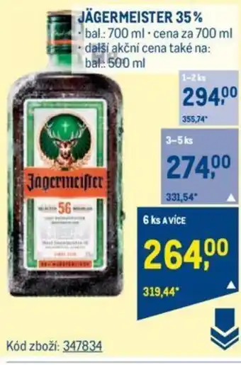 Makro JÄGERMEISTER 35% nabídka