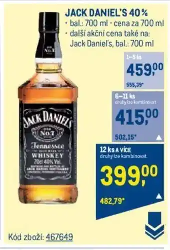 Makro JACK DANIEL'S 40% nabídka