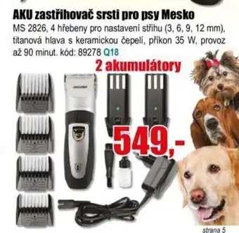 EVA AKU zastřihovač srsti pro psy Mesko nabídka