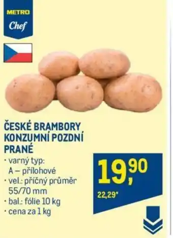 Makro ČESKÉ BRAMBORY KONZUMNÍ POZDNÍ PRANÉ nabídka