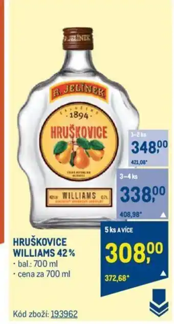 Makro HRUŠKOVICE WILLIAMS 42% nabídka
