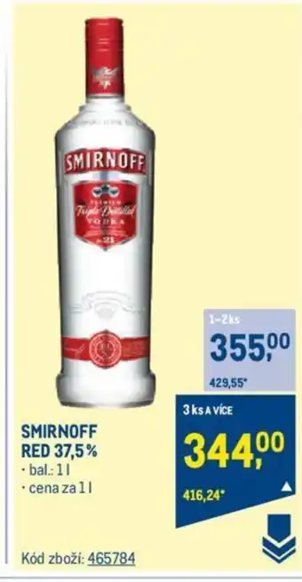 Makro SMIRNOFF RED 37.5% nabídka