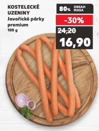 Kaufland KOSTELECKÉ UZENINY Javořické párky premium 100 g nabídka