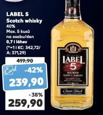Kaufland LABEL 5 Scotch whisky nabídka