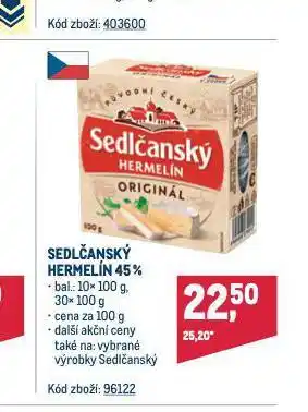 Makro Sedlčanský hermelín nabídka