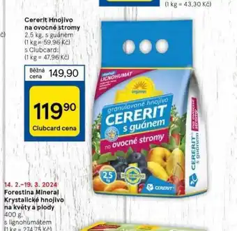 Tesco Cererit hnojivo na ovocné stromy nabídka