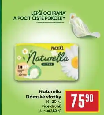 Billa Naturella Dámské vložky 14-20 ks nabídka