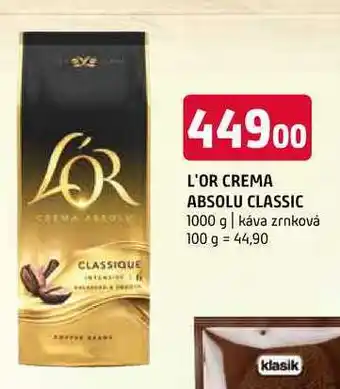 Terno L'OR CREMA ABSOLU CLASSIC 1000 g nabídka