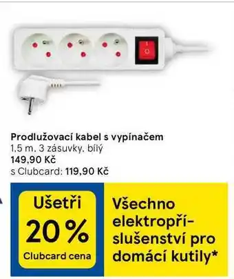 Tesco Prodlužovací kabel s vypínačem nabídka