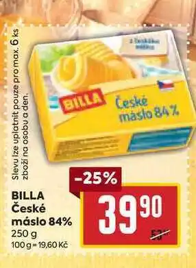Billa BILLA České máslo 84% 250 g nabídka