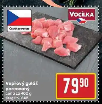 Billa Vepřový guláš porcovaný cena za 400 g nabídka