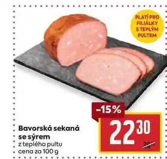 Billa Bavorská sekaná se sýrem z teplého pultu cena za 100 g nabídka