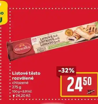 Billa Listové těsto rozválené chlazené 275 g nabídka