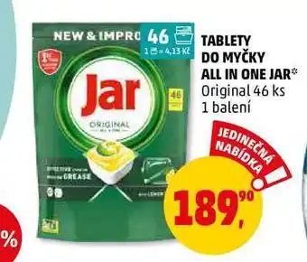 Penny Market TABLETY DO MYČKY ALL IN ONE JAR Original, 46 ks nabídka