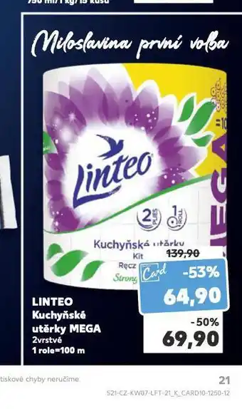 Kaufland Linteo kuchyňské utěrky nabídka