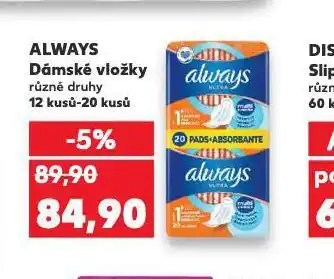 Kaufland Always dámské vložky nabídka