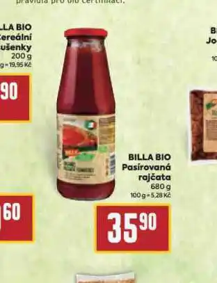 Billa Billa bio pasírovaná rajčata nabídka