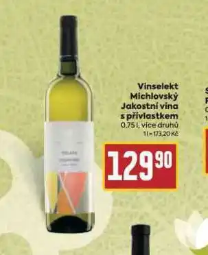 Billa Vinselekt michlovský jakostní vína s přívlastkem nabídka
