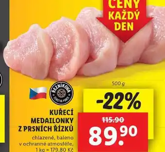 Lidl KUŘECÍ MEDAILONKY Z PRSNÍCH ŘÍZKŮ, 500 g nabídka