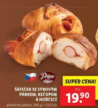 Lidl ŠÁTEČEK SE SÝROVÝM PÁRKEM, KEČUPEM A HOŘČICÍ, 90 g nabídka