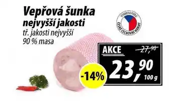 ZEMAN Vepřová šunka nejvyšší jakosti tř. jakosti nejvyšší 90% masa, 100 g nabídka