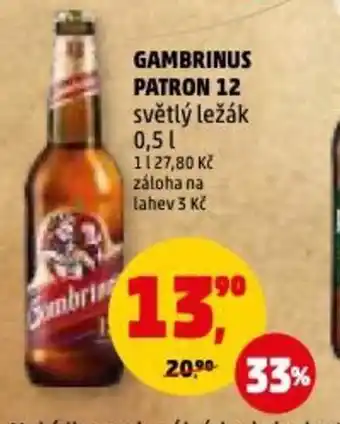 Penny Market GAMBRINUS PATRON 12 0.5L nabídka