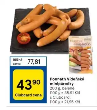 Tesco Ponnath Vídeňské minipárečky 200 g nabídka