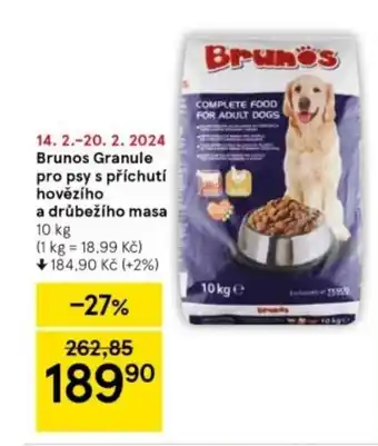 Tesco Brunos Granule pro psy s příchutí hovězího a drůbežího masa 10 kg nabídka