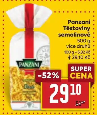 Billa Panzani Těstoviny semolinové nabídka