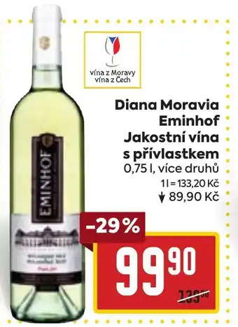 Billa Diana Moravia Eminhof Jakostní vína s přívlastkem 0,75L nabídka