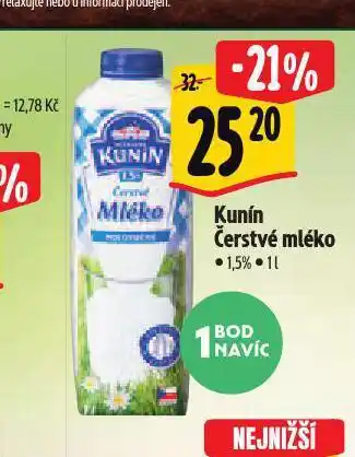 Albert Kunín čerstvé mléko nabídka