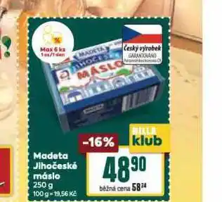 Billa Madeta jihočeské máslo nabídka
