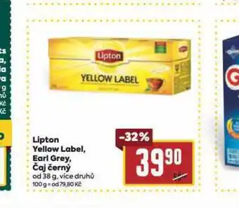 Billa Lipton yellow label, earl grey, čaj černý nabídka