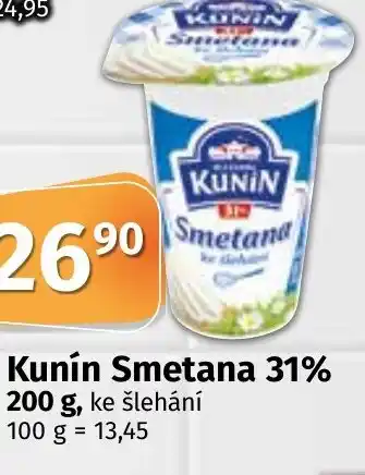 COOP TIP Kunín Smetana 31% 200 g nabídka
