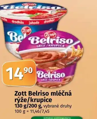 COOP TIP Zott Belriso mléčná rýže/krupice 130 g/200 g nabídka