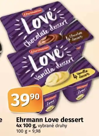 COOP TIP Ehrmann Love dessert 4x 100 g nabídka