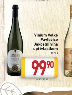 Vinium velké pavlovice jakostní vína s přívlastkem
