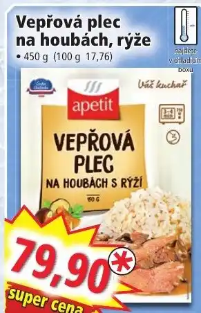 Norma Vepřová plec na houbách, rýže nabídka