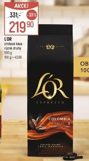 Globus L'OR zrnková káva nabídka