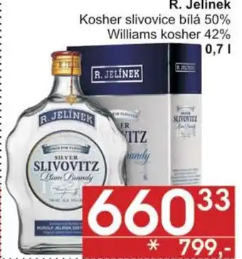 Jip R. Jelínek Kosher slivovice bílá 50% Williams kosher 42% 0,7L nabídka