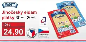 PLUS JIP MADETA Jihočeský eidam plátky 30%, 20% nabídka