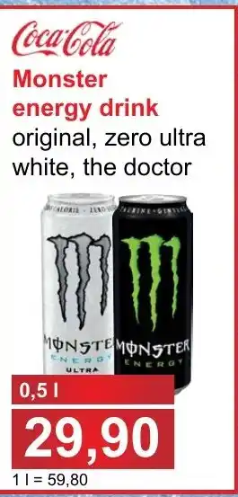 PLUS JIP Monster energy drink original, zero ultra white, the doctor 0.5L nabídka
