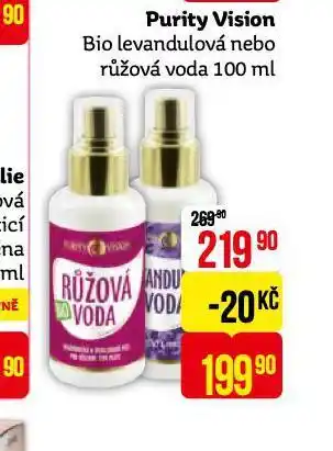Teta Purity vision bio levandulová nebo růžová voda nabídka