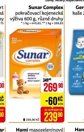 Teta Sunar complex pokračovací mléčná výživa nabídka