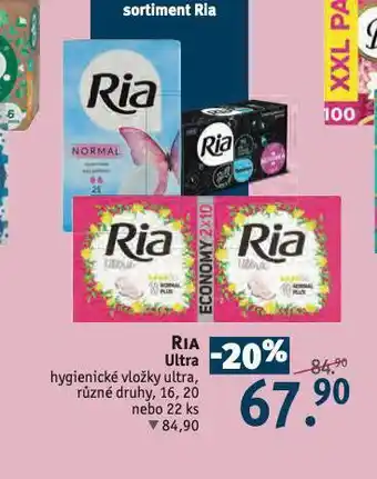 Rossmann Ria ultra hygienické vložky ultra nabídka